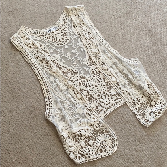 Cream net mini summer cardigan - Picture 2 of 3